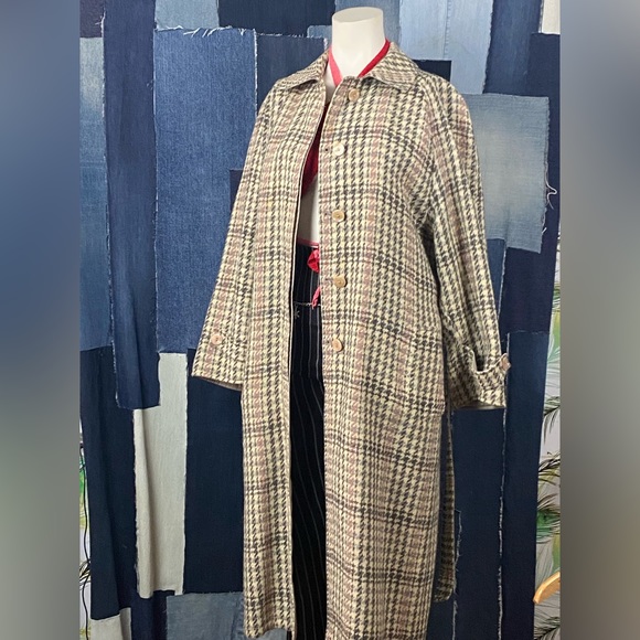 Vintage Reversible Earth Tones Plaid w/Waist Tie Coat Size M - Picture 7 of 7